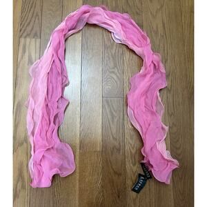 New Ralph Lauren 100% Silk Ruffle Sheer Scalloped Pink Scarf NWT